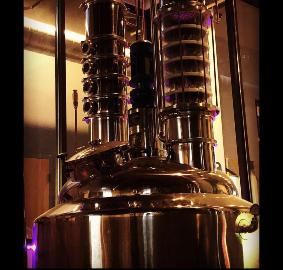 The copper column still at Winter Park Distilling Company